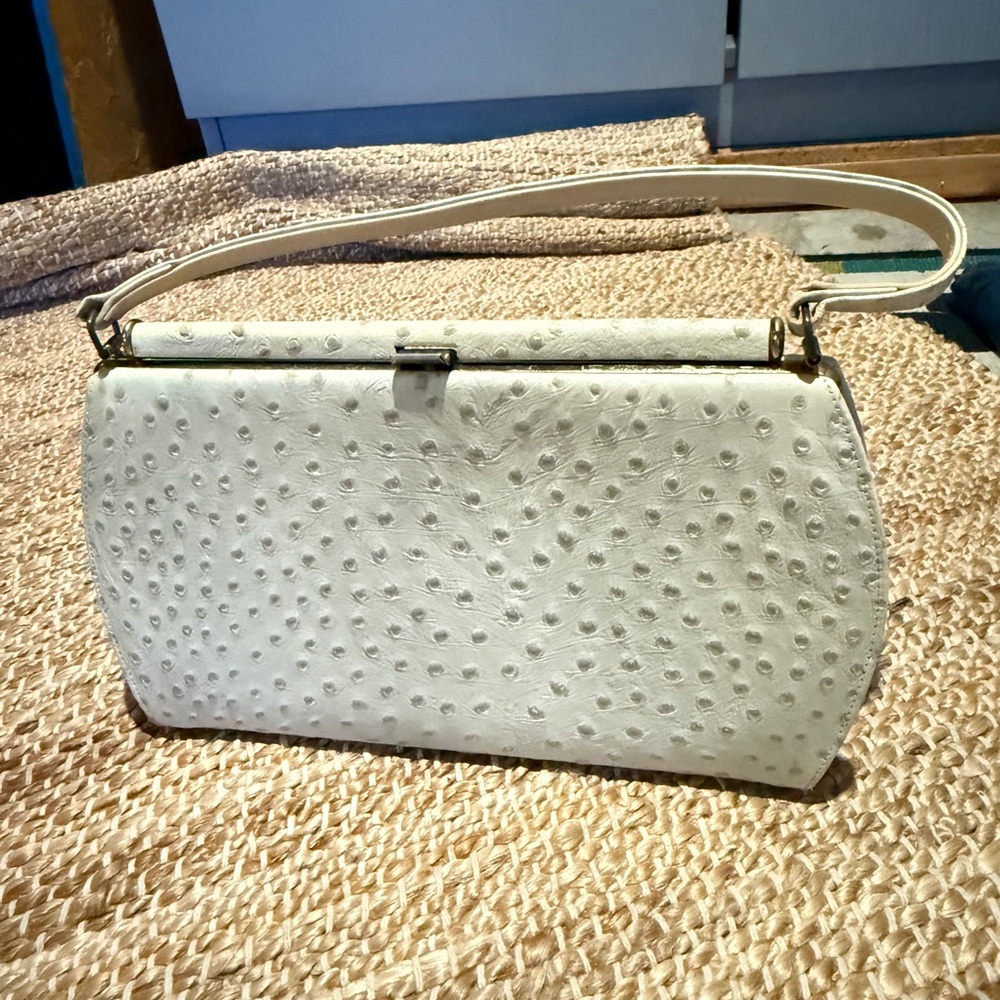 Vintage White Textured Clutch